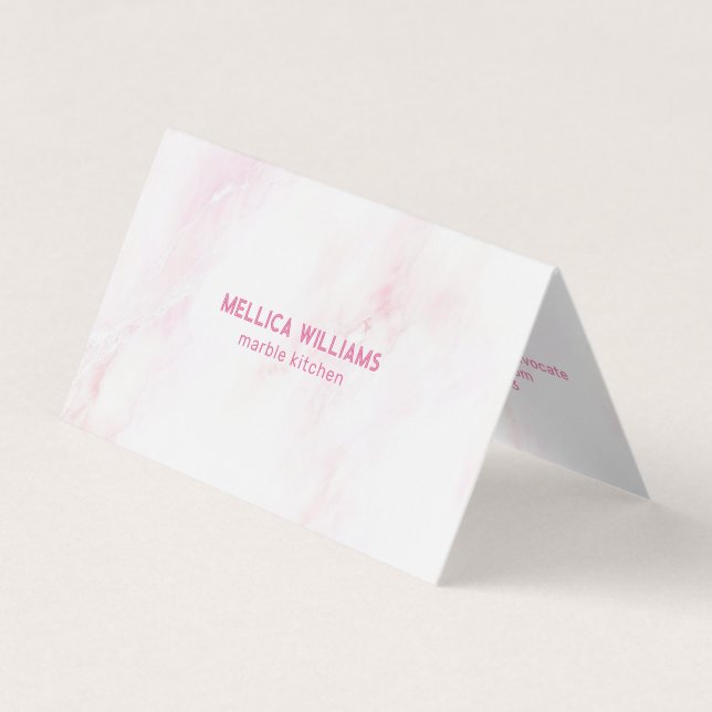 Soft pink faux marble business card (Front)