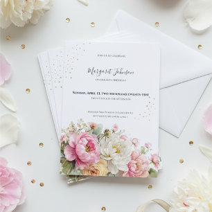 Soft Pink Floral 60th Birthday Invitation