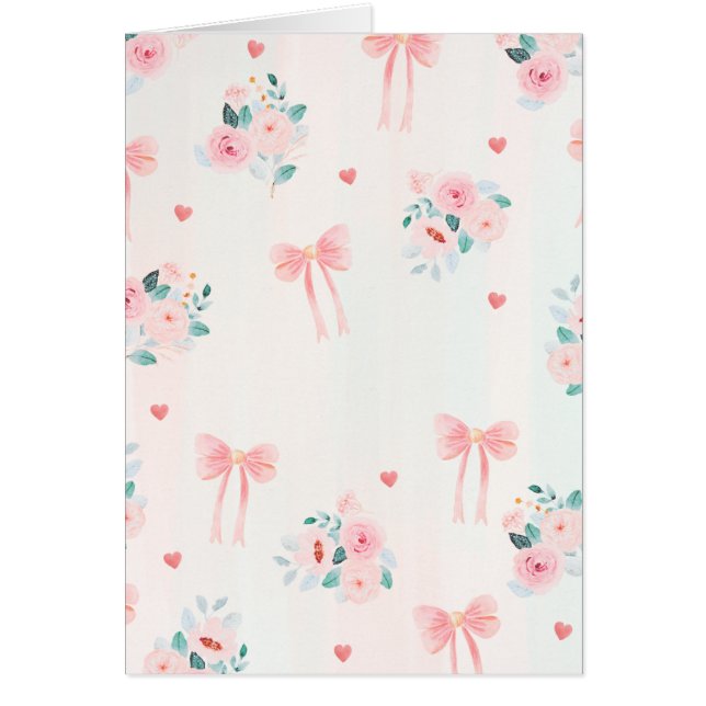 Soft Pink Floral & Bow Pattern – Cute Romantic  (Front)