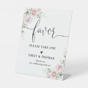 Soft Pink Floral Bridal Shower Favour Sign