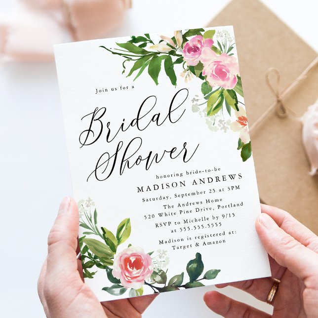 Soft Pink Floral Bridal Shower Invitation (Creator Uploaded)