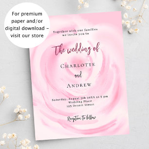 Soft pink floral budget wedding invitation