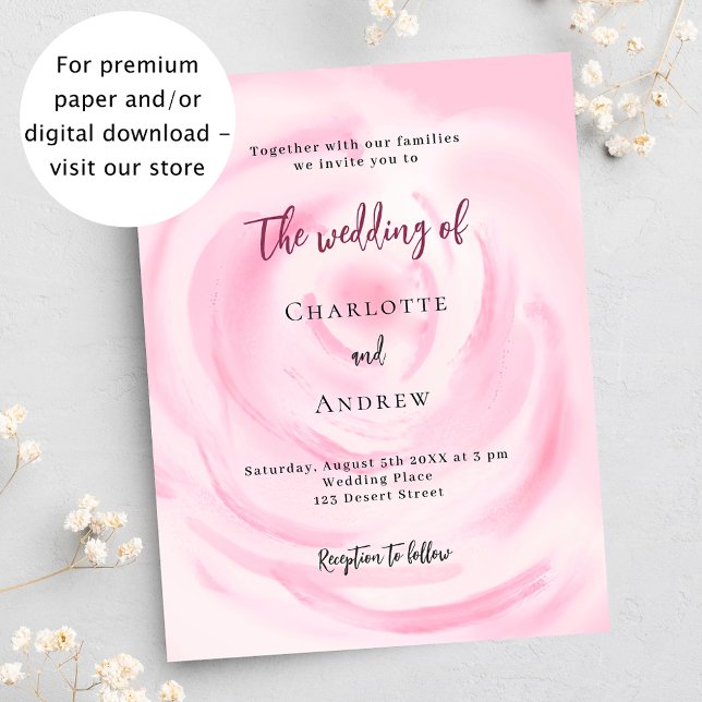Soft pink floral budget wedding invitation (Creator Uploaded)