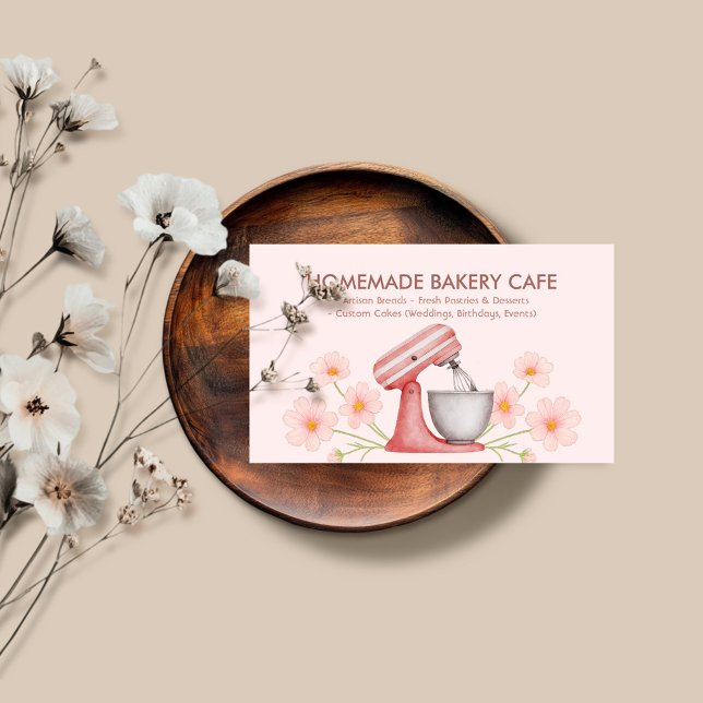 Soft Pink Floral Cake Bakery Business Card (Creator Uploaded)