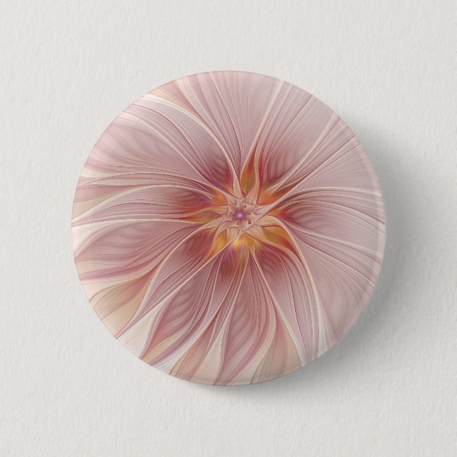 Soft Pink Floral Dream Abstract Fractal Art Flower 6 Cm Round Badge (Front)