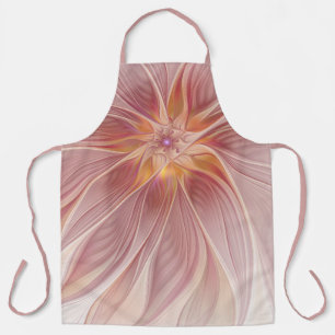 Soft Pink Floral Dream Abstract Fractal Art Flower Apron