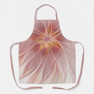 Soft Pink Floral Dream Abstract Fractal Art Flower Apron
