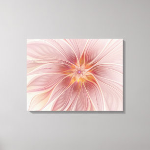 Soft Pink Floral Dream Abstract Fractal Art Flower Canvas Print