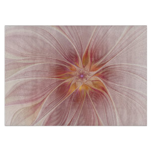 Soft Pink Floral Dream Abstract Fractal Art Flower Cutting Board