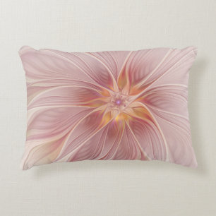 Soft Pink Floral Dream Abstract Fractal Art Flower Decorative Cushion