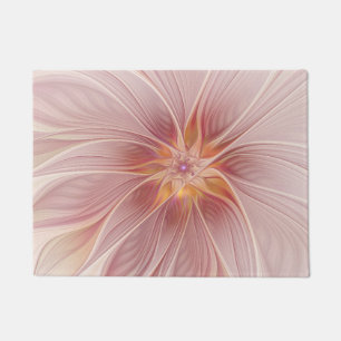 Soft Pink Floral Dream Abstract Fractal Art Flower Doormat