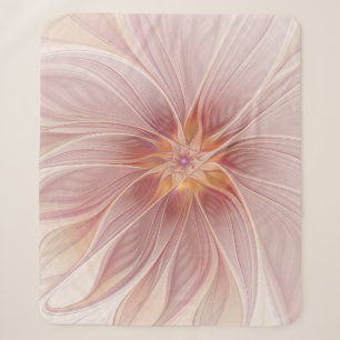 Soft Pink Floral Dream Abstract Fractal Art Flower Sherpa Blanket