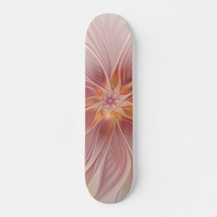Soft Pink Floral Dream Abstract Fractal Art Flower Skateboard