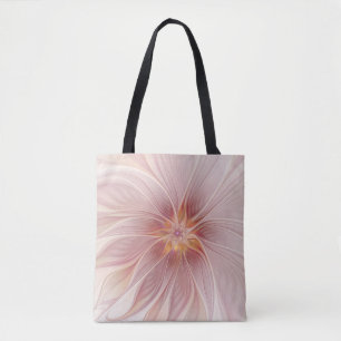 Soft Pink Floral Dream Abstract Fractal Art Flower Tote Bag
