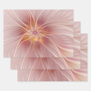 Soft Pink Floral Dream Abstract Fractal Art Flower Wrapping Paper Sheet