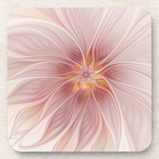 Soft Pink Floral Dream Abstract Modern Flower Coaster (Front)