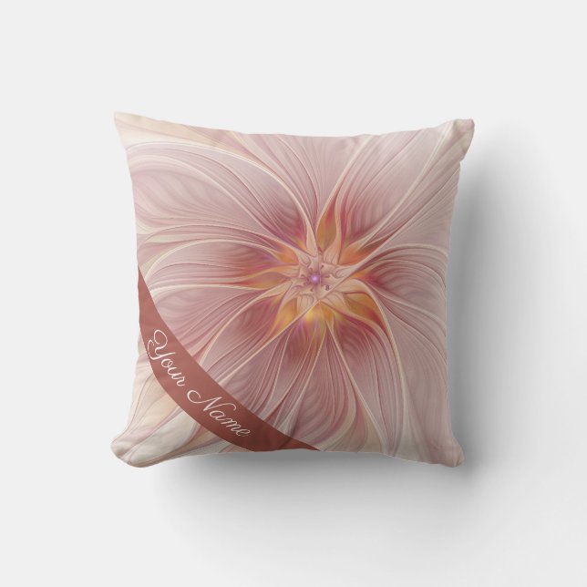 Soft Pink Floral Dream Abstract Modern Flower Name Cushion (Front)