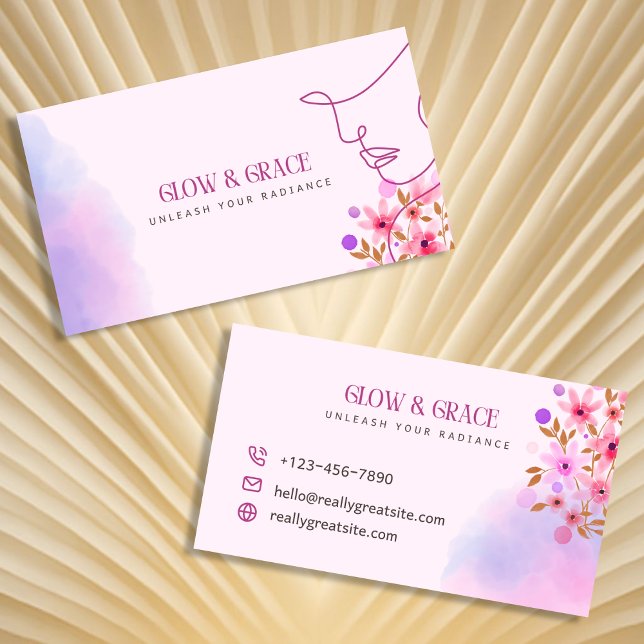 Soft Pink Floral Elegant Hair Stylist Design Business Card (Floral Business Card)
