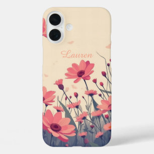 Soft Pink Floral Field iPhone 16 Plus Case