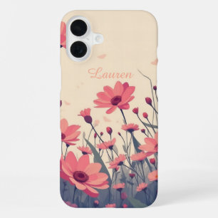 Soft Pink Floral Field iPhone 16 Plus Case