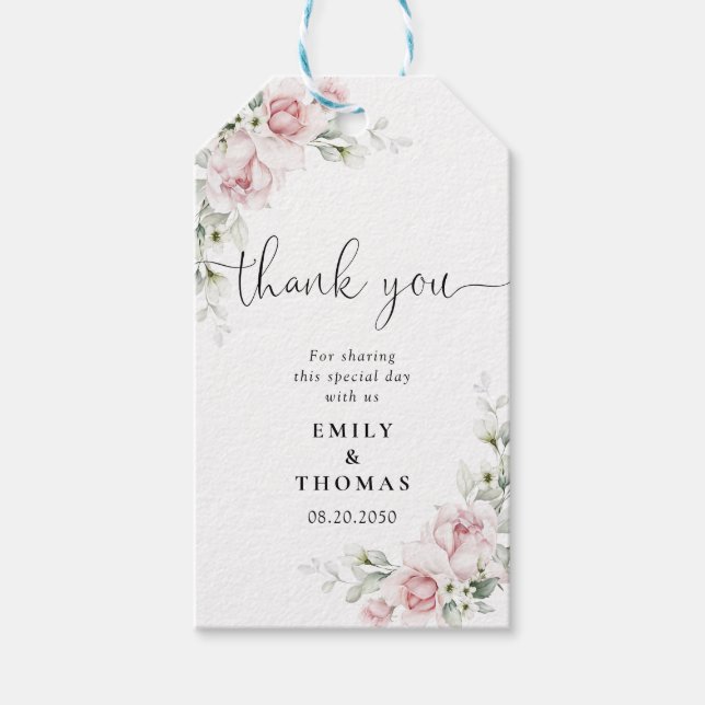 Soft Pink Floral Floral Gift Tag (Front)