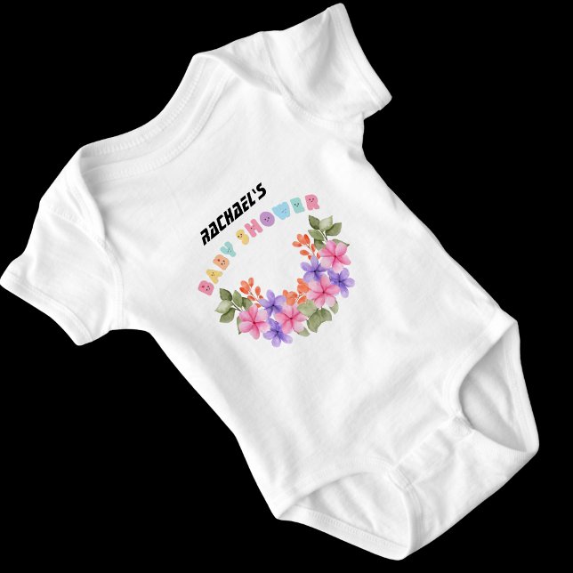 Soft Pink Floral Girl Baby Shower Baby Bodysuit (Creator Uploaded)