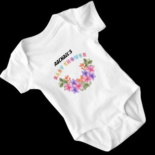 Soft Pink Floral Girl Baby Shower Bodysuit
