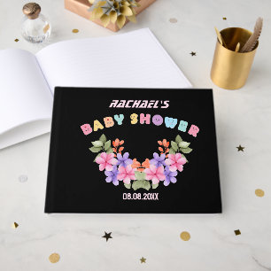 Soft Pink Floral Girl Baby Shower Guest Book