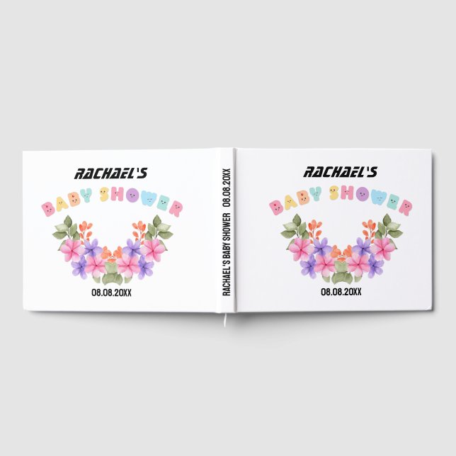 Soft Pink Floral Girl Baby Shower Guest Book (Full)