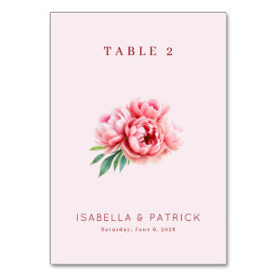 Soft Pink Floral Invitational Table Number