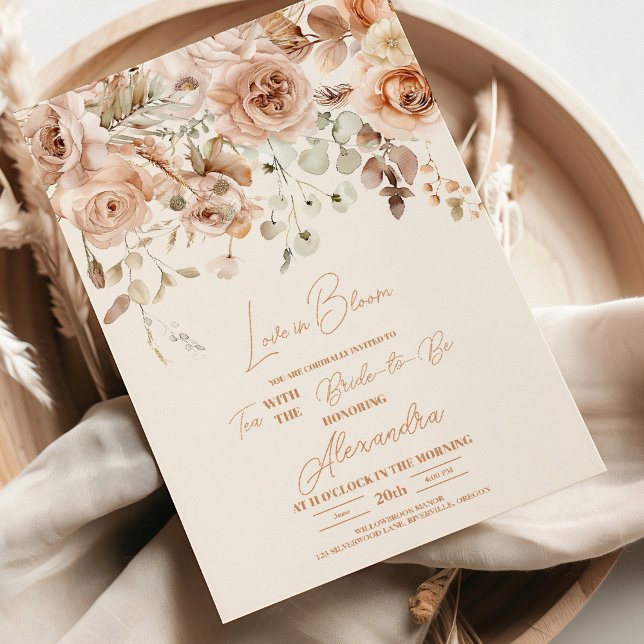 Soft Pink Floral Pampas Grass Bridal Shower  Invitation (Creator Uploaded)