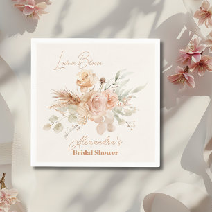 Soft Pink Floral Pampas Grass Bridal Shower Napkin