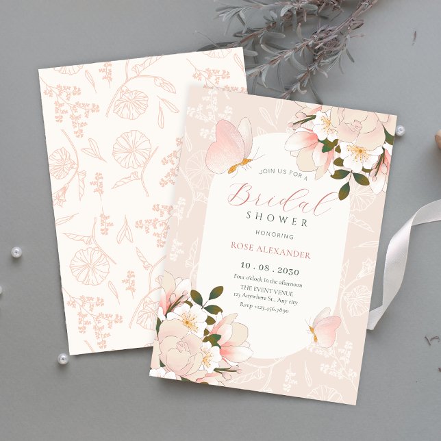 Soft pink floral pattern bridal shower invitation (Creator Uploaded)