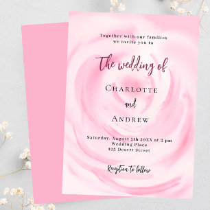 Soft pink floral rose luxury wedding invitation