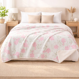 Soft Pink Floral Sherpa Blanket