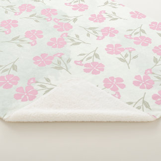 Soft Pink Floral Sherpa Blanket