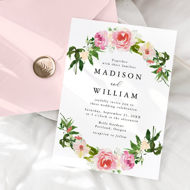 Soft Pink Floral Spray Wedding Invitation (Creator Uploaded)