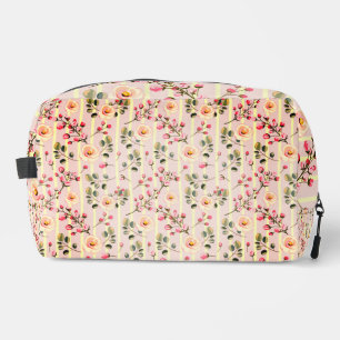 Soft Pink Floral Stripe Pattern Dopp Kit