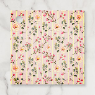 Soft Pink Floral Stripe Pattern Favour Tags