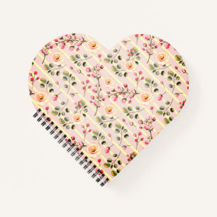 Soft Pink Floral Stripe Pattern Notebook