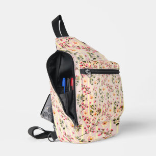 Soft Pink Floral Stripe Pattern Sling Bag