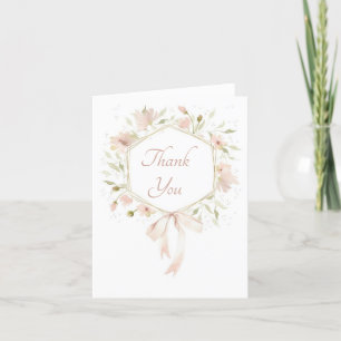 Soft pink floral thank you card