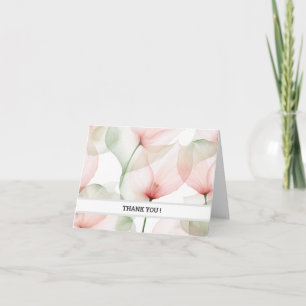 Soft Pink Floral Thank You Card   Customisable