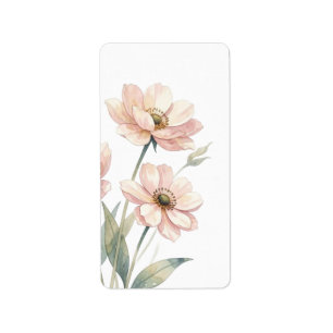 Soft Pink Floral Watercolor Bouquet Art Label