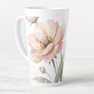 Soft Pink Floral Watercolor Bouquet Art Latte Mug