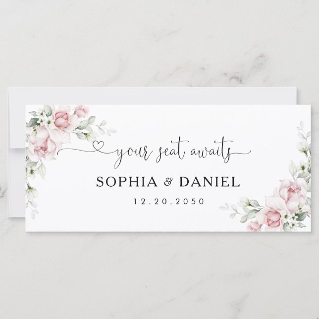 Soft Pink Floral Wedding Head Table Sign (Front)