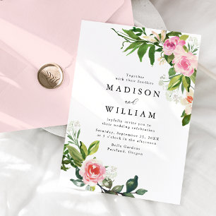Soft Pink Floral Wedding Invitation