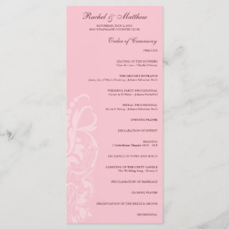 Soft Pink Floral Wedding Program Programme