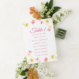 Soft Pink Floral Wedding Seating Chart Card