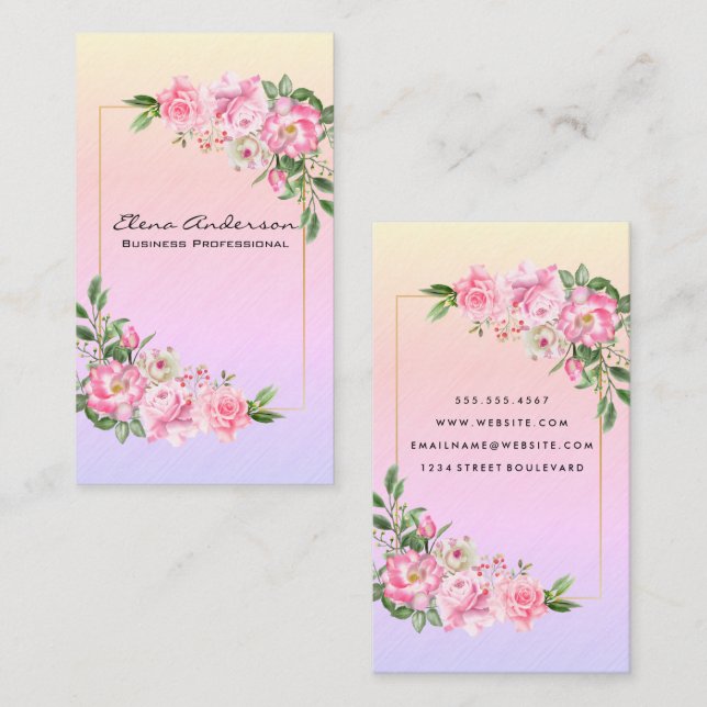 Soft Pink Flowers Business Card (Front/Back)